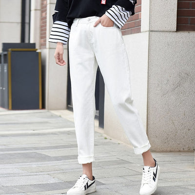 Denim pants female summer autumn loose casual jeans