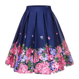 Floral Print Vintage Pleated Skirts Womens