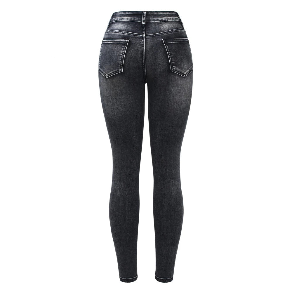 Women`s Mid High Waist Stretch Denim Skinny