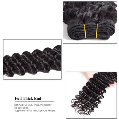 Hair Weave Brazilian Deep Wave Bundles With Closure 3 4 Pieces