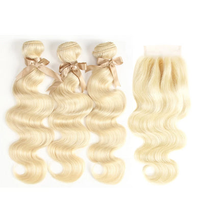 Blonde Bundles With Closure Brazilian Body Wave