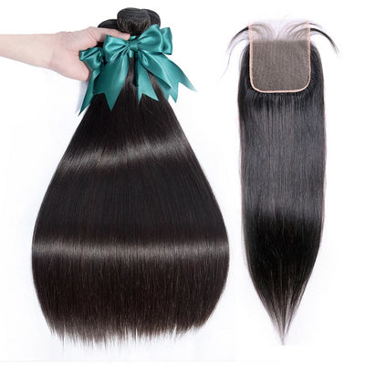 Straight Hair 3 Bundles With Closure Human Hair Bundles