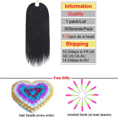 Hair 30Strands 14" 16" 18" 20" 22" Synthetic Senegalese Twist Hair