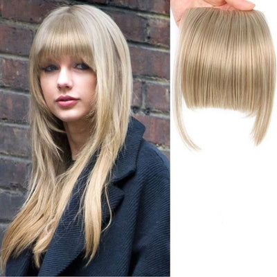 Natural Black Brown Neat Front Clip In Hair Bangs