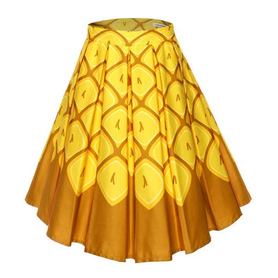 Floral Print Vintage Pleated Skirts Womens