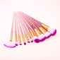10pcs Blue Purple Unicorn Makeup Brushes Set