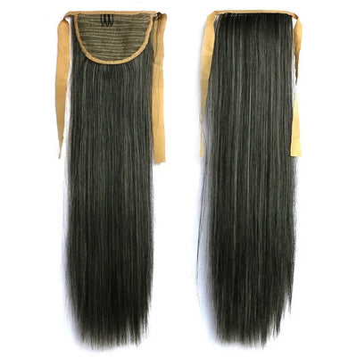 Tie on Ponytail Hair Extension Tail Hairpiece Long Straight Synthetic Women's Hair