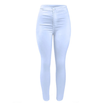 Women`s High Waist White Basic Casual