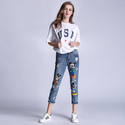 Women ladies denim ripped pants