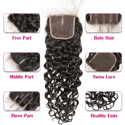 Water Wave Bundles With Closure Brazilian Hair Weave