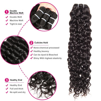 Water Wave Bundles With Closure Brazilian Hair Weave