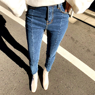 Irregular Stretch Patchwork Denim Jeans