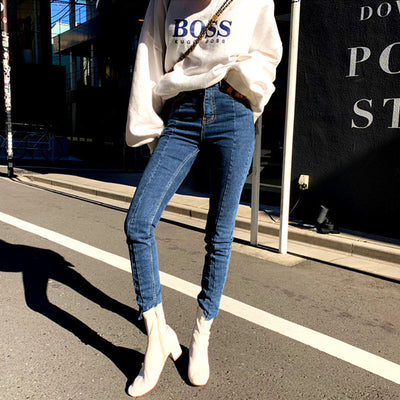 Irregular Stretch Patchwork Denim Jeans