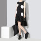 Women Black Sun Dress Large Dots Patches