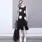 Women Black Sun Dress Large Dots Patches