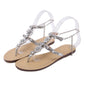Women Shoes Rhinestones Chains Thong Gladiator Flat Sandals