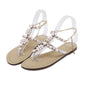 Women Shoes Rhinestones Chains Thong Gladiator Flat Sandals