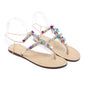 Women Shoes Rhinestones Chains Thong Gladiator Flat Sandals