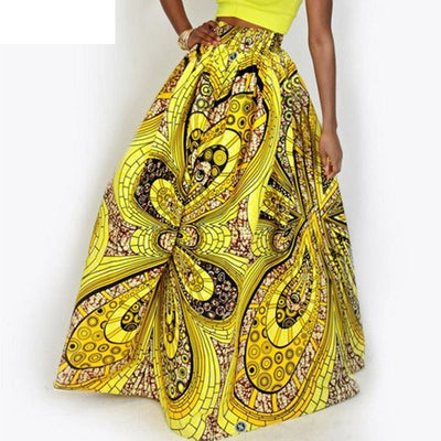 Floral print High Waist Pleated floor length long skirt