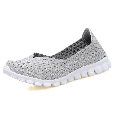 Summer Casual Flats Shoes Breathable Female Woven Shoes
