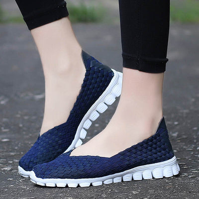 Summer Casual Flats Shoes Breathable Female Woven Shoes