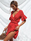 Ruffled Mini Women Tunic Red Sundress