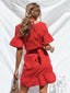 Ruffled Mini Women Tunic Red Sundress