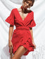 Ruffled Mini Women Tunic Red Sundress