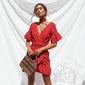 Ruffled Mini Women Tunic Red Sundress