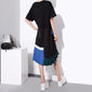 Women Summer Black Blue Patchwork Sun Dress