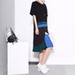 Women Summer Black Blue Patchwork Sun Dress