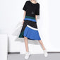 Women Summer Black Blue Patchwork Sun Dress