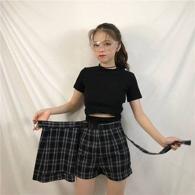 Women Skirt Plaid A-Line High Waist