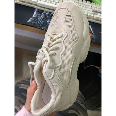 Breathable Mesh Trainers Chunky Heels