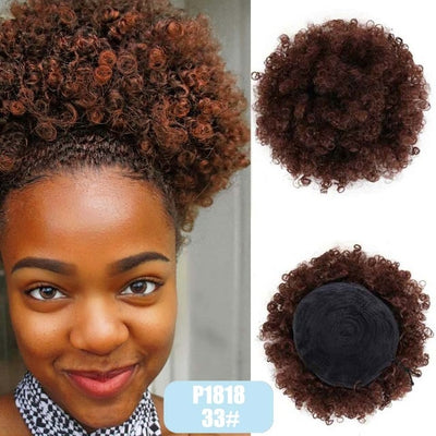 Ponytail Chignon Hair Extensions Synthetic Puff Afro Short Kinky Curly