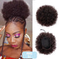 Ponytail Chignon Hair Extensions Synthetic Puff Afro Short Kinky Curly