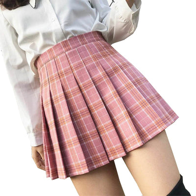 Women Skirt Preppy Style High Waist