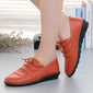 Spring lace-up pleated genuine leather flats shoes